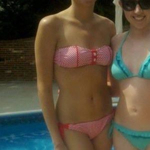 Red and white teeny bikini